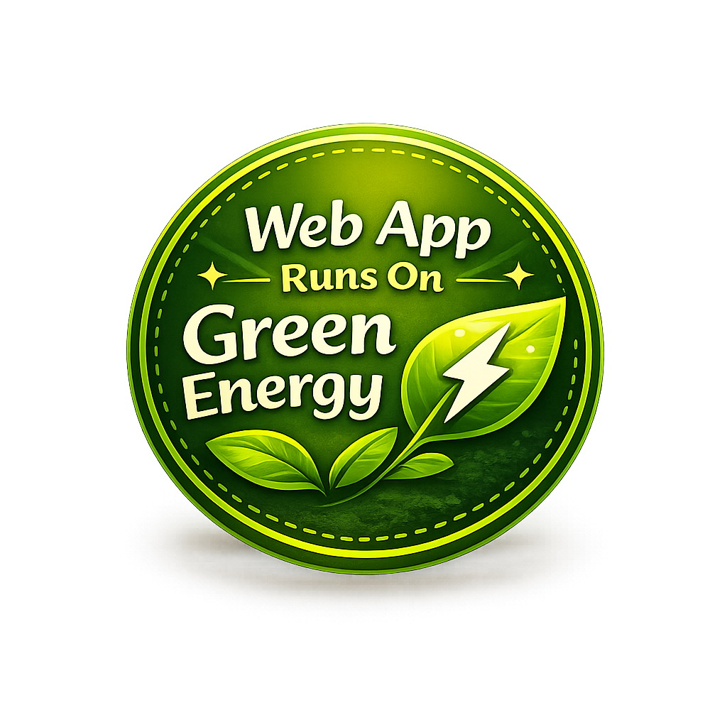 Web app runs on green energy